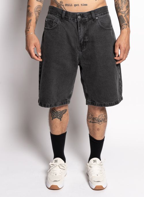 Bermuda DC Shoes Jeans Oversize Acid Black Cinza Escuro