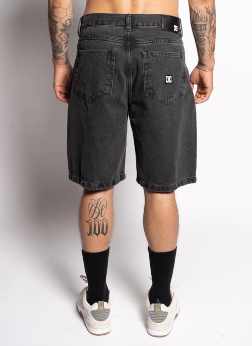Bermuda DC Shoes Jeans Oversize Acid Black Cinza Escuro