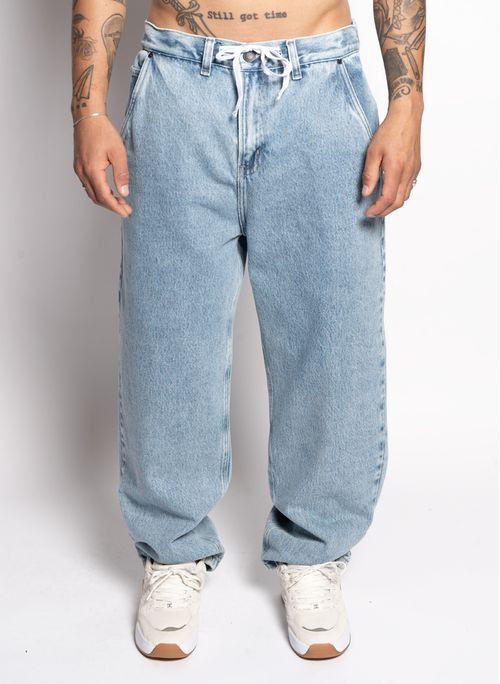 Calça Jeans Dc Shoes Worker Oversize Blue Denim Azul Claro