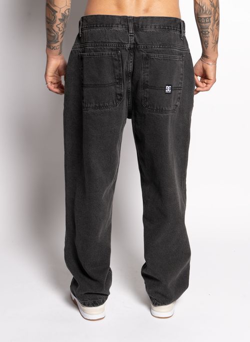 Calça Jeans Dc Shoes Oversize Acid Black Cinza Escuro