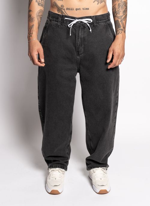 Calça Jeans Dc Shoes Oversize Acid Black Cinza Escuro