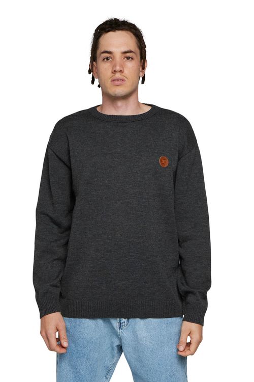 Tricot Dc Shoes Classic Circle Star Cinza Escuro Mescla