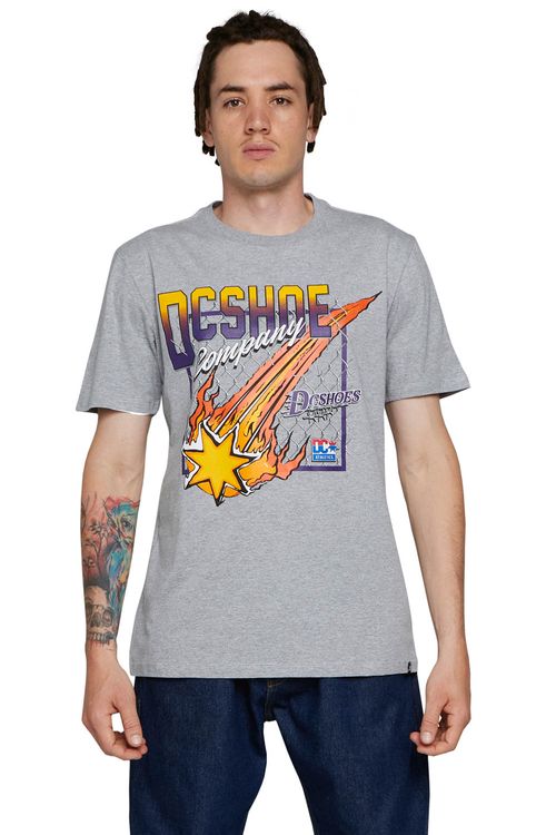 Camiseta DC Shoes M/C Showtime Starz Cinza Mescla