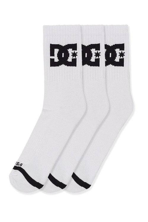 Kit DC Shoes 3 Meias Cano Médio Atoalhada 39 A 42 Branco