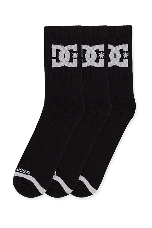 Kit DC Shoes 3 Meias Cano Médio Atoalhada 39 A 42 Preto